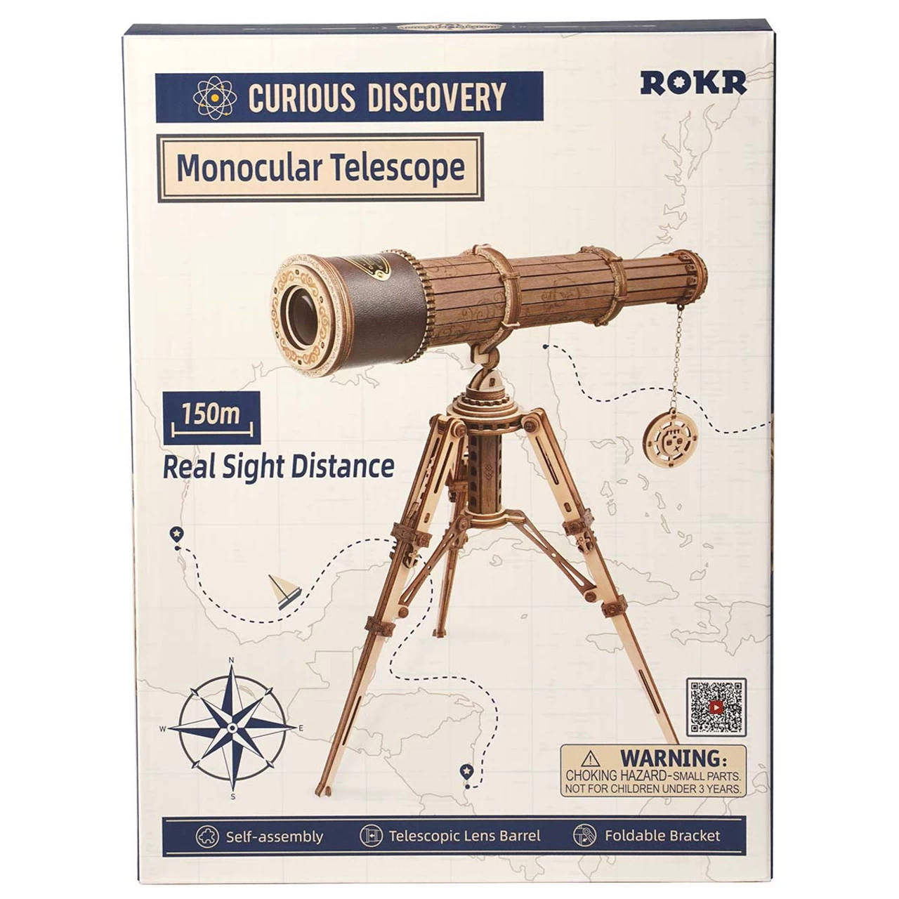 Robotime Monocular Telescope Model - Wood - Image 5