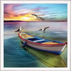 Collection D'Art Sunset On The Lake Diamond Painting