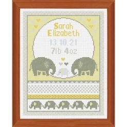 Herrschners Elephant Parade Birth Record Counted Cross-Stitch Kit