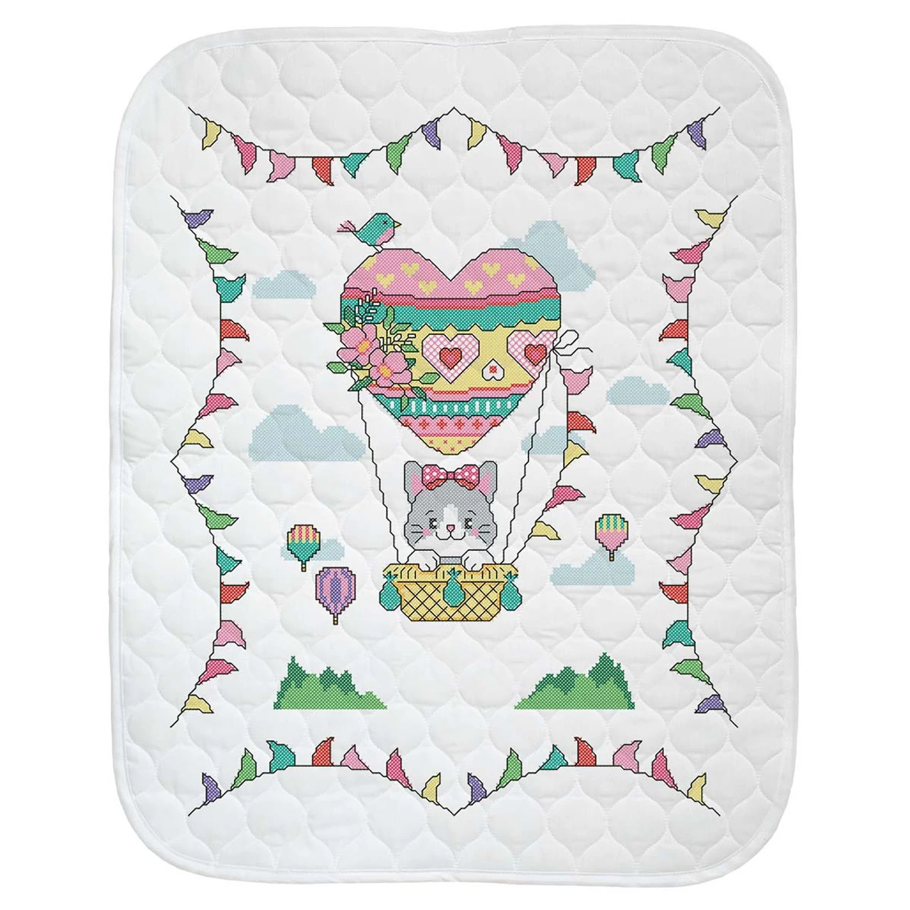 Baby By Herrschners Lovely Kitten Quilt Stamped Cross-Stitch