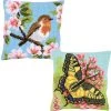 Vervaco Birds & Butterflies Pillow Covers Needlepoint Kit