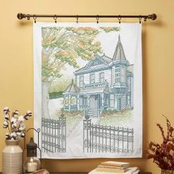 Herrschners Victorian In The Fall Lap Quilt Top Stamped Cross-Stitch Kit