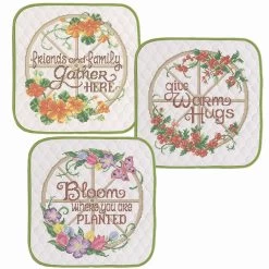 Herrschners Stamped Quilt Tops Set Of 3 Stamped Cross-Stitch