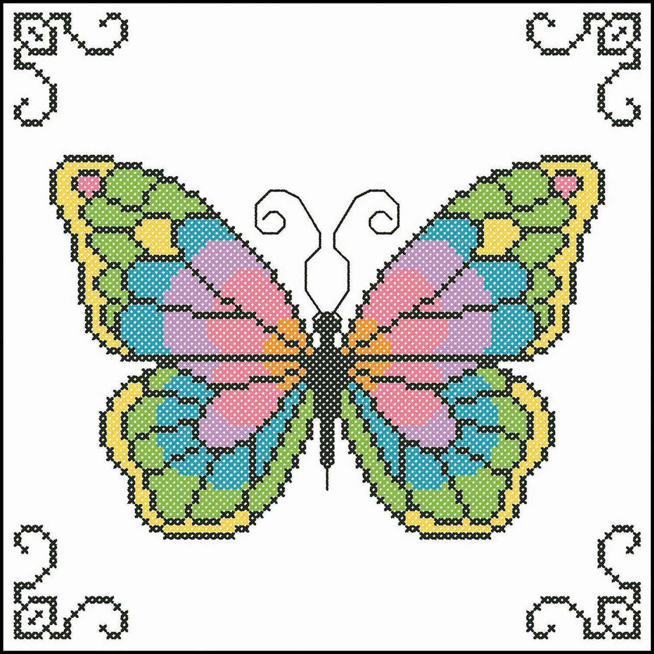 Herrschners Enchanted Butterfly Quilt Blocks Stamped Cross-Stitch
