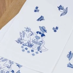 Nob Hill Blue Girl Table Runner Stamped Embroidery Kit