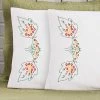 Herrschners Priscilla Pillowcase Pair Stamped Embroidery