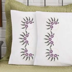 Herrschners Susanna Pillowcase Pair Stamped Embroidery