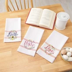 Herrschners Faith, Hope & Love Striped Towels Stamped Embroidery Kit