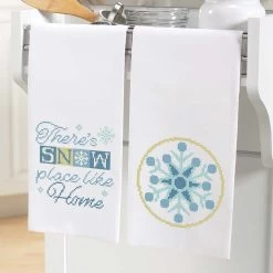 Herrschners Snow Place Like Home Towel Pair Stamped Cross-Stitch