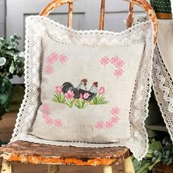 Nob Hill Roosters Pillow Cover Stamped Cross-Stitch Kit