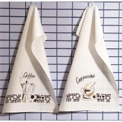 Herrschners Coffee & Cappuccino Towel Pair Stamped Embroidery Kit