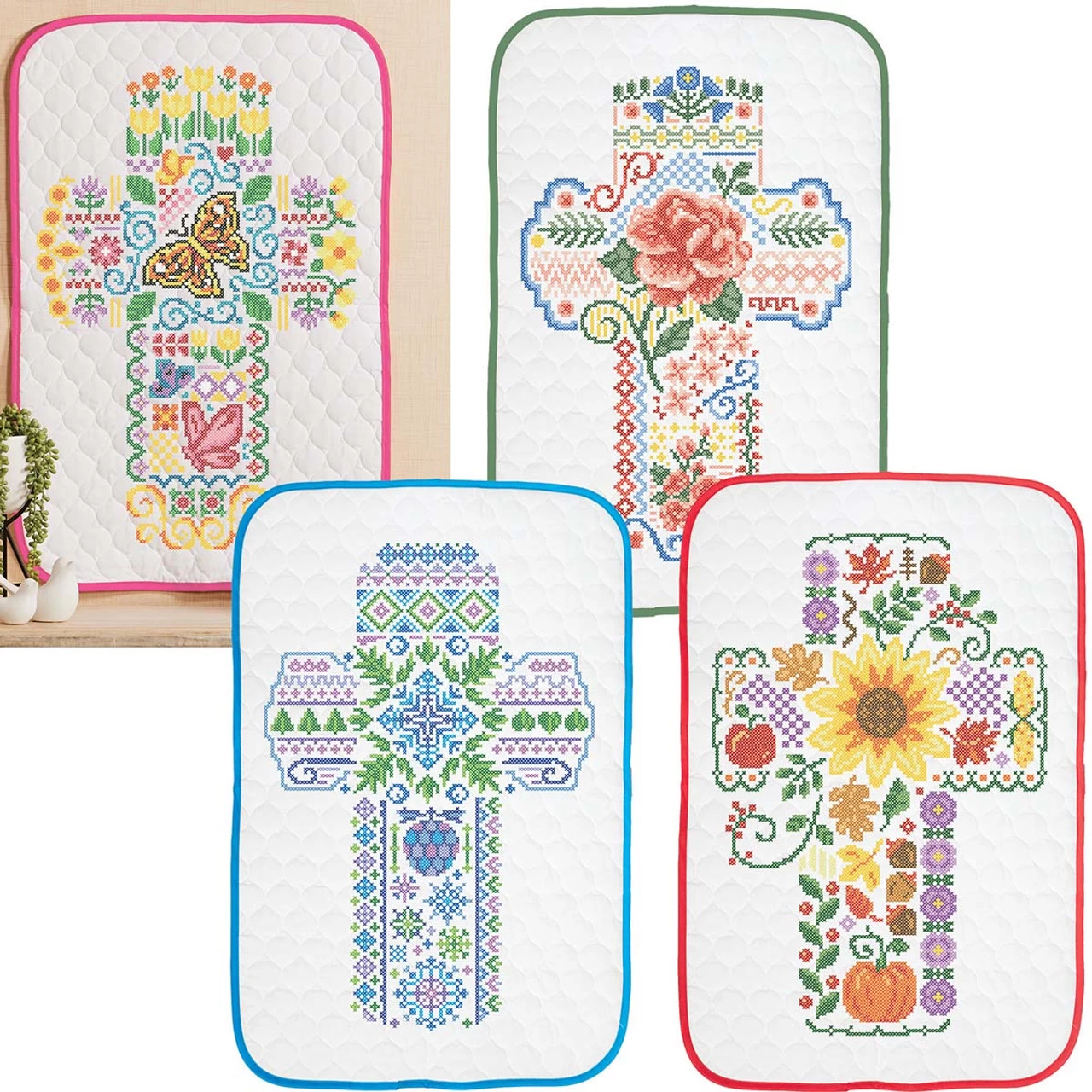 Herrschners Seasonal Crosses Set Stamped Cross-Stitch