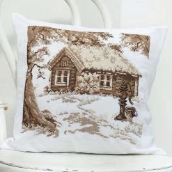 Craftways Log Cabin Pillow Cover II Stamped Cross-Stitch Kit