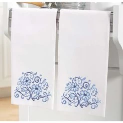 Herrschners Sapphire Elegance Towel Pair Stamped Cross-Stitch