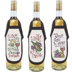 Herrschners Winery Fun Bottle Aprons Stamped Cross-Stitch