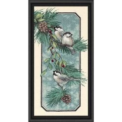 Dimensions Chickadees On A Branch Stamped Cross-Stitch Kit