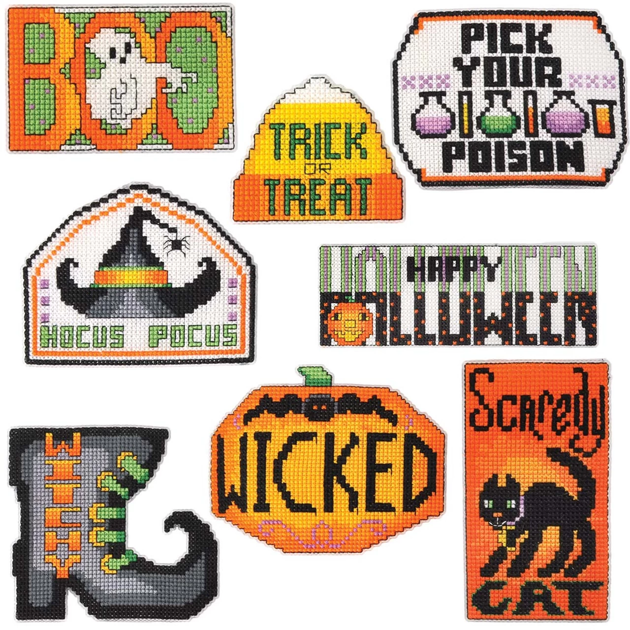 Herrschners Happy Halloween Magnets Counted Cross-Stitch Kit