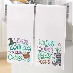 Herrschners Hocus Pocus Towel Pair Stamped Cross-Stitch