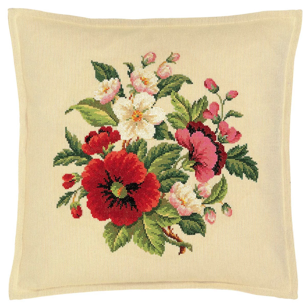 Eva Rosenstand Poppies Pillow Cover Counted Cross-Stitch Kit