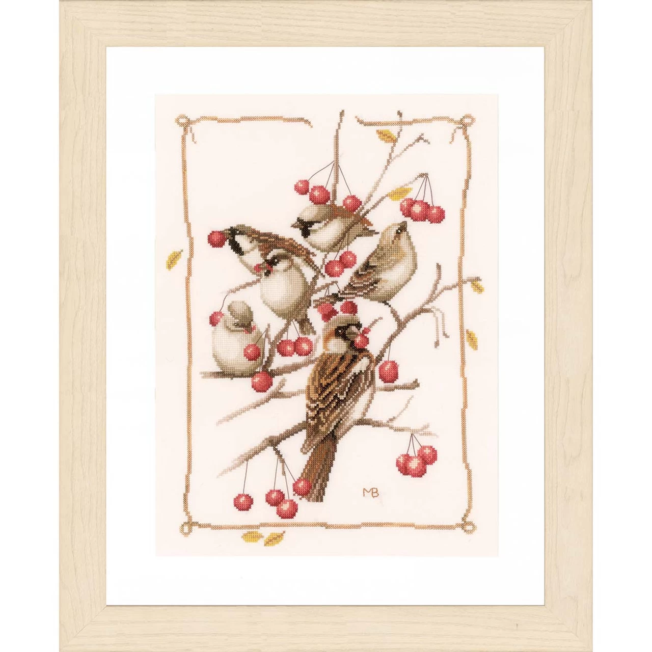 Lanarte Sparrows And Currant Counted Cross-Stitch Kit