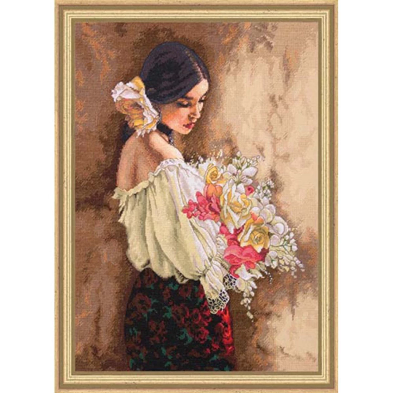Dimensions Woman With Bouquet Counted Cross-Stitch Kit