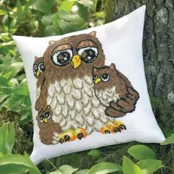 Permin The Owl Family Pillow Counted Cross-Stitch Kit