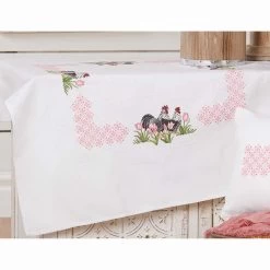 Nob Hill Springtime Roosters Table Topper Counted Cross-Stitch Kit