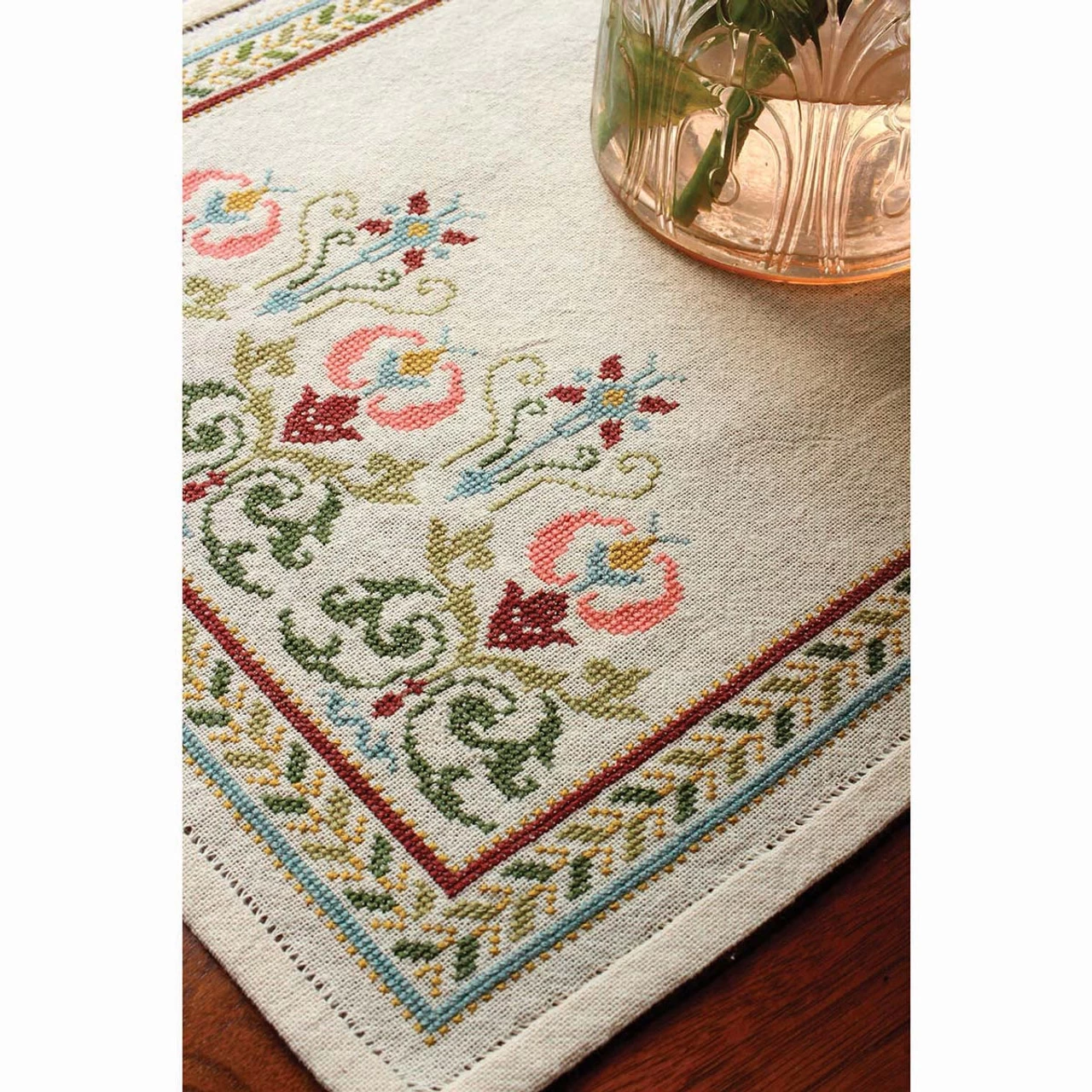 Avlea Folk Embroidery Arcadian Peony Table Runner Counted Cross-Stitch Kit