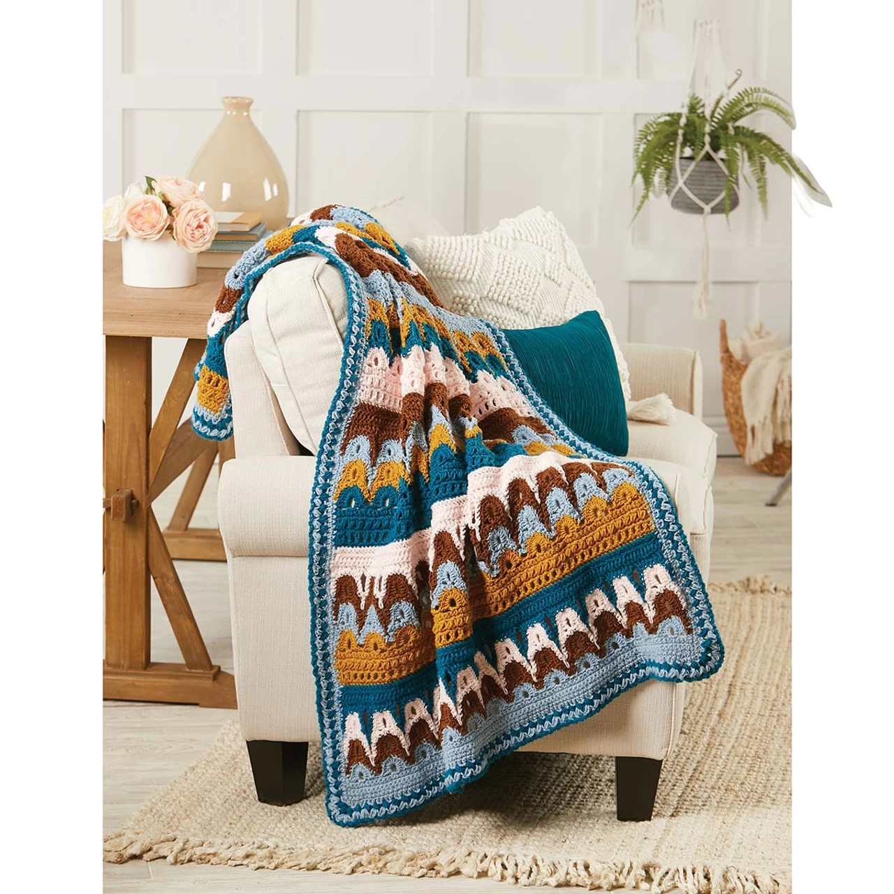 Herrschners Mountain Silhouette Throw Crochet Yarn Kit