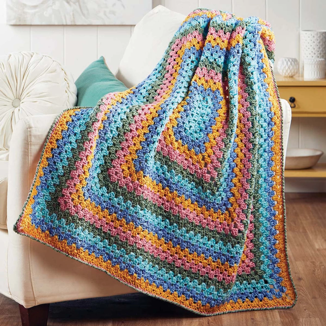 Herrschners Granny's Speckled Throw Crochet Kit