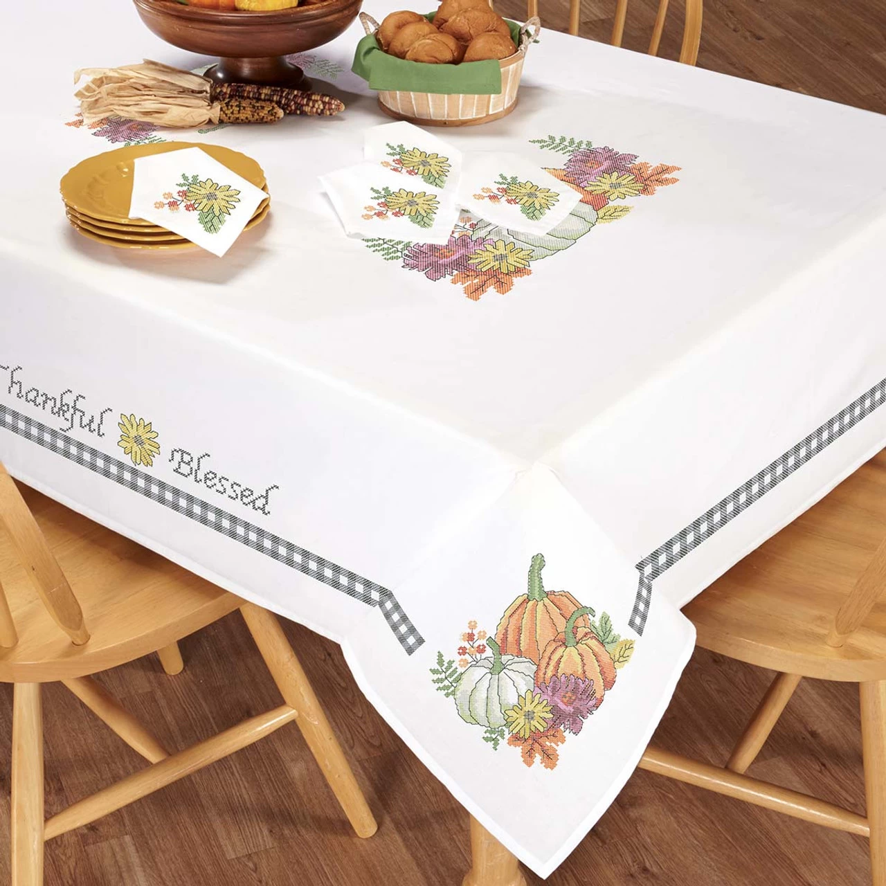 Herrschners Fall Blessings Tablecloth Stamped Cross-Stitch