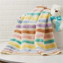 Herrschners Textured Stripes Baby Afghan Crochet Kit