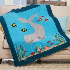 Herrschners Whale Tails Knit Afghan Kit