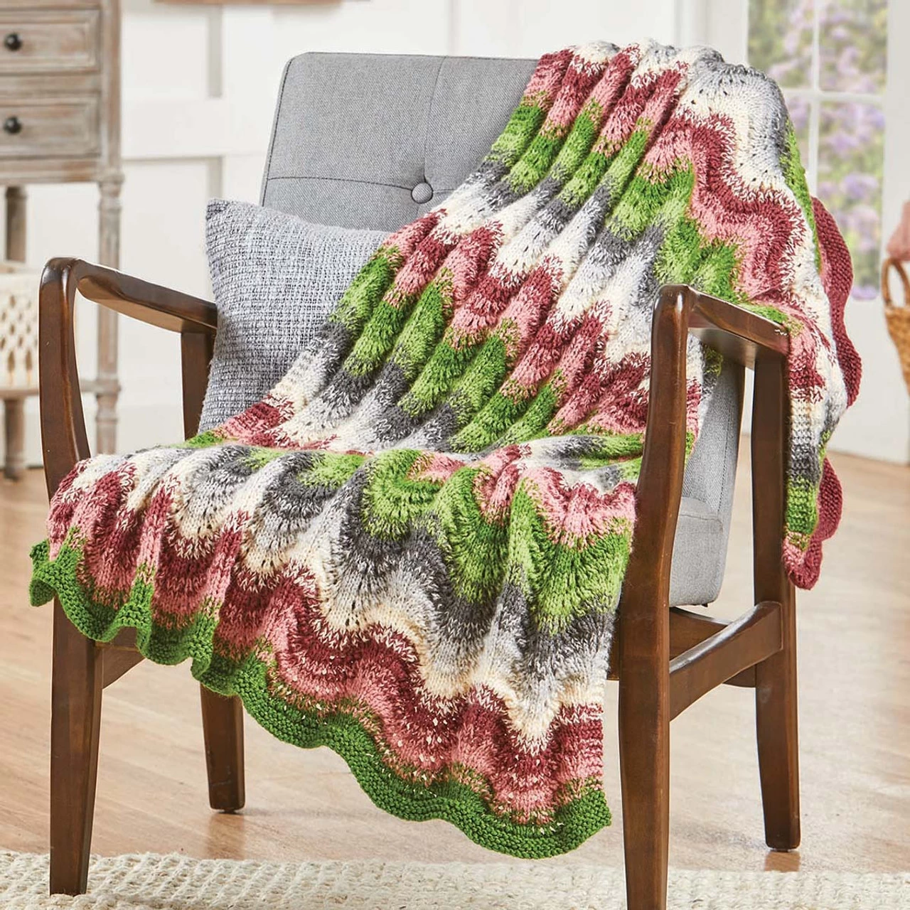Herrschners Rose Petals Knit Afghan Kit