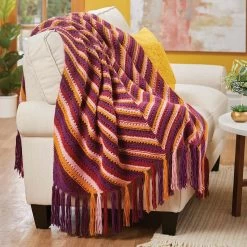 Herrschners Beautiful Bias Afghan Knit Kit