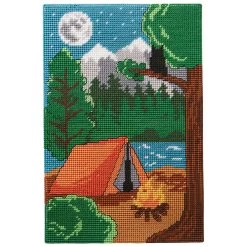 Herrschners Moonlight Camping Wall Hanging Plastic Canvas Kit