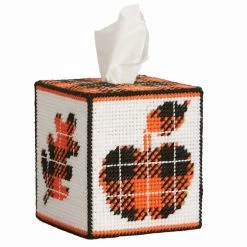 Herrschners Fall Gingham Tissue Box Plastic Canvas Kit