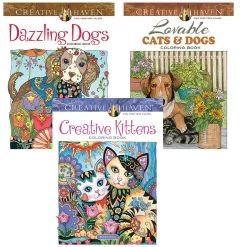 Dover Cats & Dogs, Set Of 3 Coloring Book