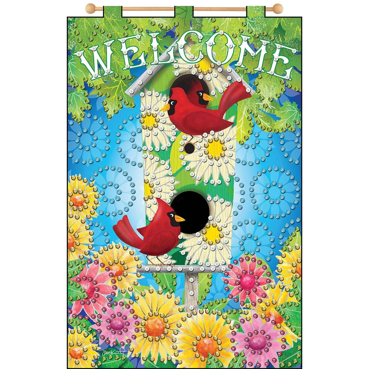 Design Works Floral Birdhouse-August Banner Felt & Sequin Kit