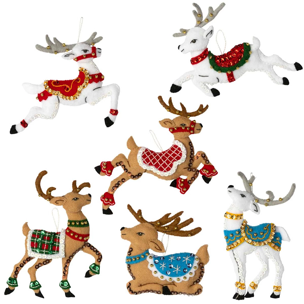 Bucilla Festive Reindeers Felt & Sequin Kit