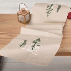 Nob Hill Evergreens In Winter Table Runner Stamped Embroidery Kit