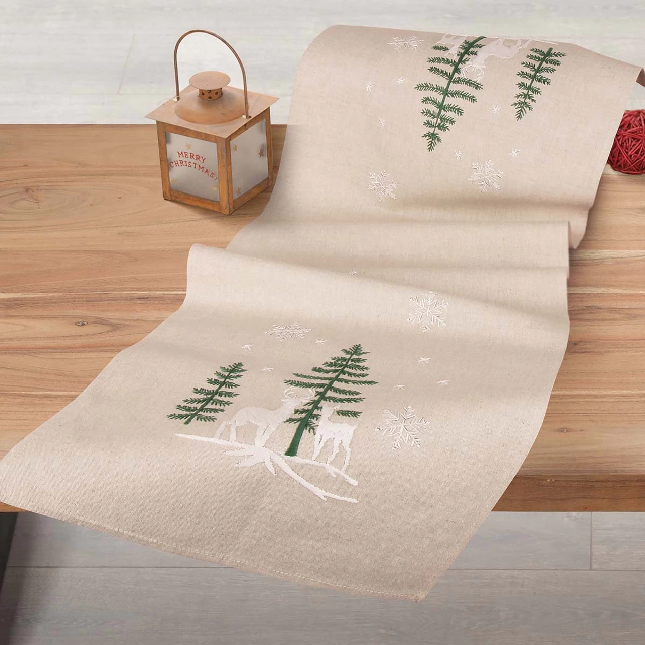 Nob Hill Evergreens In Winter Table Runner Stamped Embroidery Kit