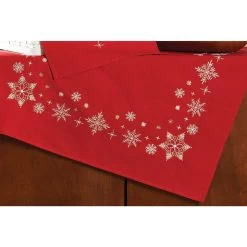 Herrschners Winter Snowflakes Table Topper Stamped Embroidery Kit