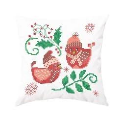Herrschners Christmas Comfort Pillow Cover Stamped Cross-Stitch Kit