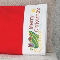 Herrschners Holiday Rush Pillowcase Pair Stamped Cross-Stitch