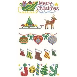 Herrschners Jolly Holiday Pillowcase Set Stamped Cross-Stitch