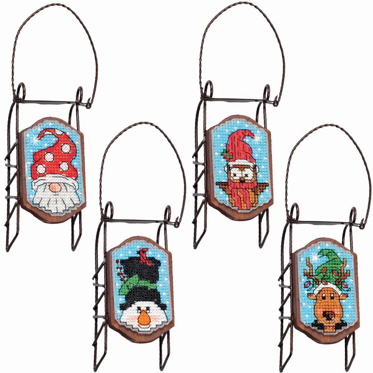 Herrschners Whimsical Winter Sled Ornaments Counted Cross-Stitch Kit