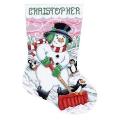 Design Works Shoveling Snowman Stocking Counted Cross-Stitch Kit