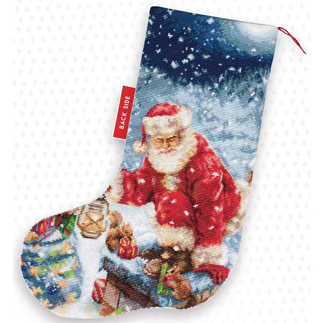 Luca-S Santa On The Rooftop Stocking Counted Cross-Stitch Kit