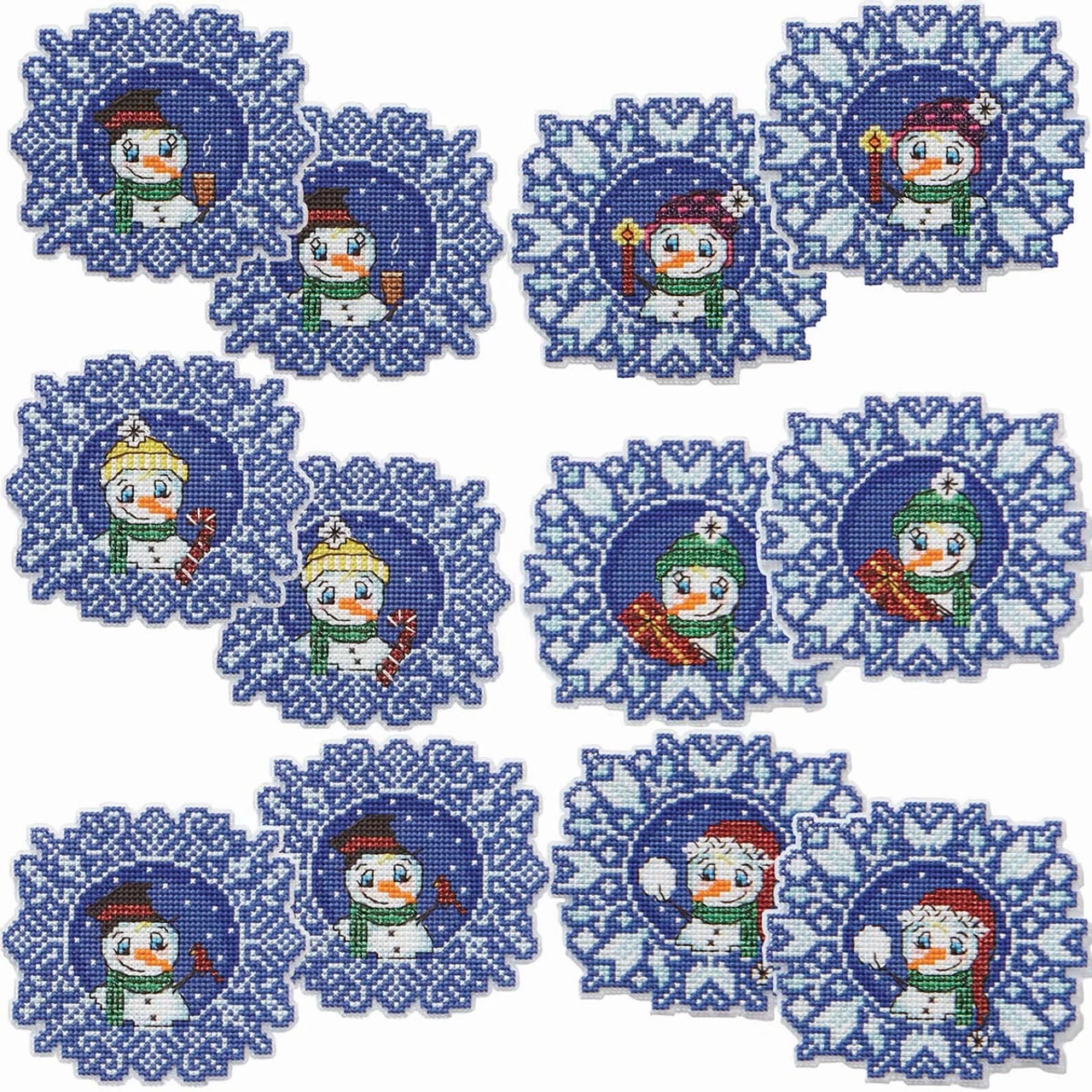 Herrschners Snowflake Snowmen Ornaments Counted Cross-Stitch Kit
